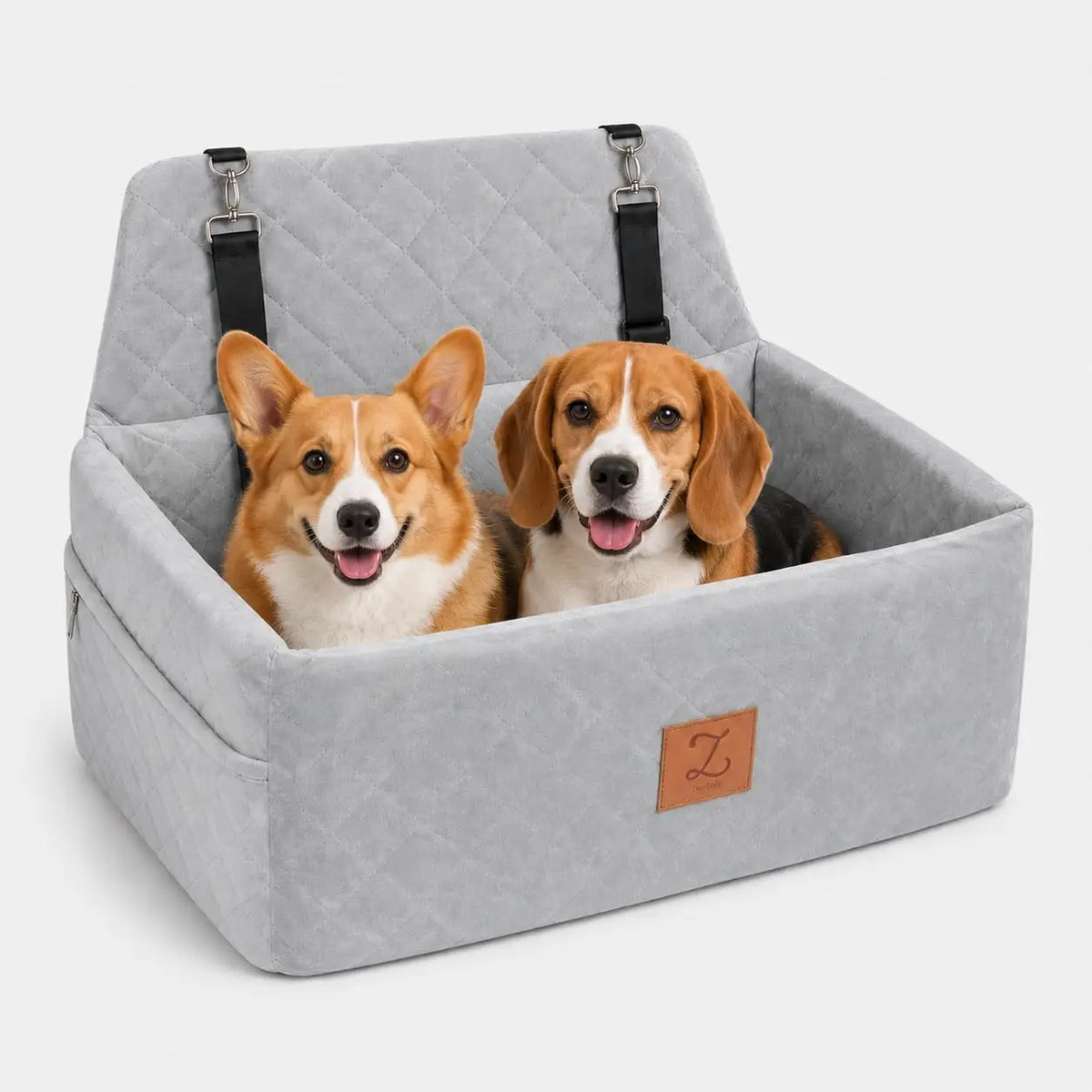 Dog Car Seat Bed with Safety Belt and Washable Cover