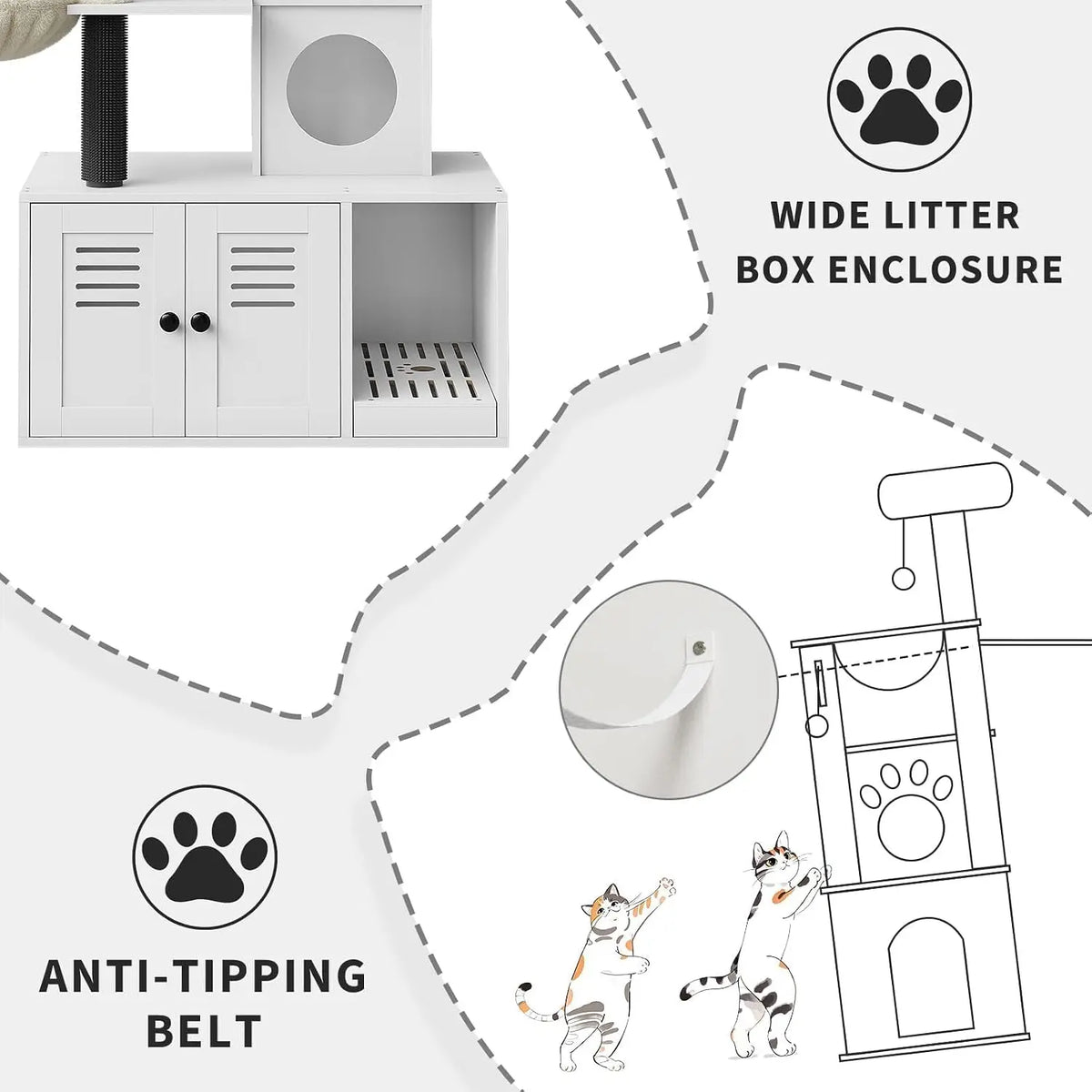 Garvee Cat Tree With Hidden Litter Cabinet And Cozy Perches