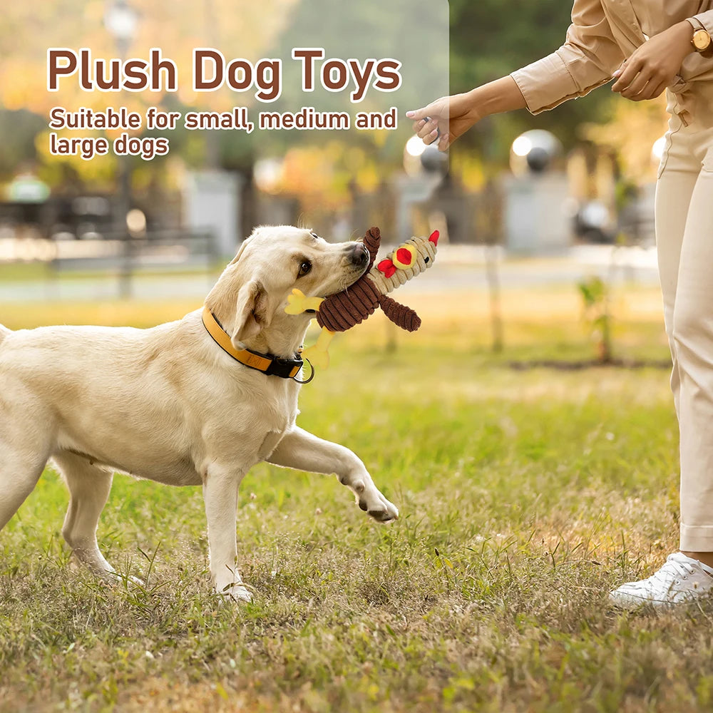 Plush Squeaky Dog Toys Assorted Stuffed Animal Chew Toy Bundle
