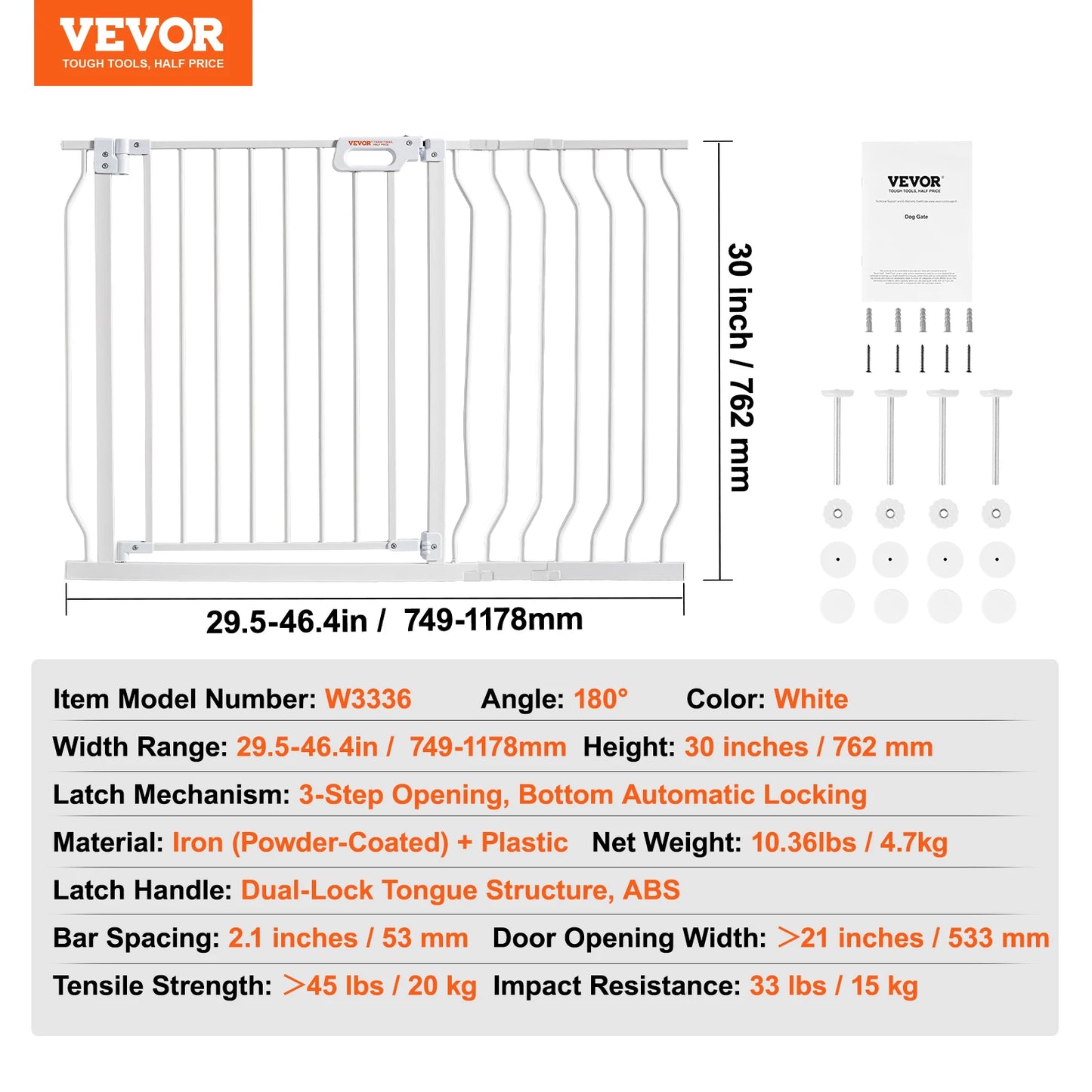 SucceBuy Pressure Mount Baby Gate With Walk Through Safety Panel