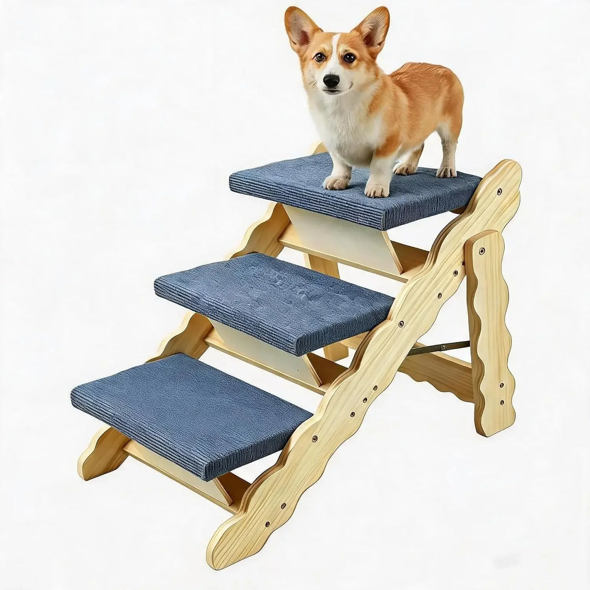 Garvee Wooden Folding Pet Stairs for Beds, Couches and Cars