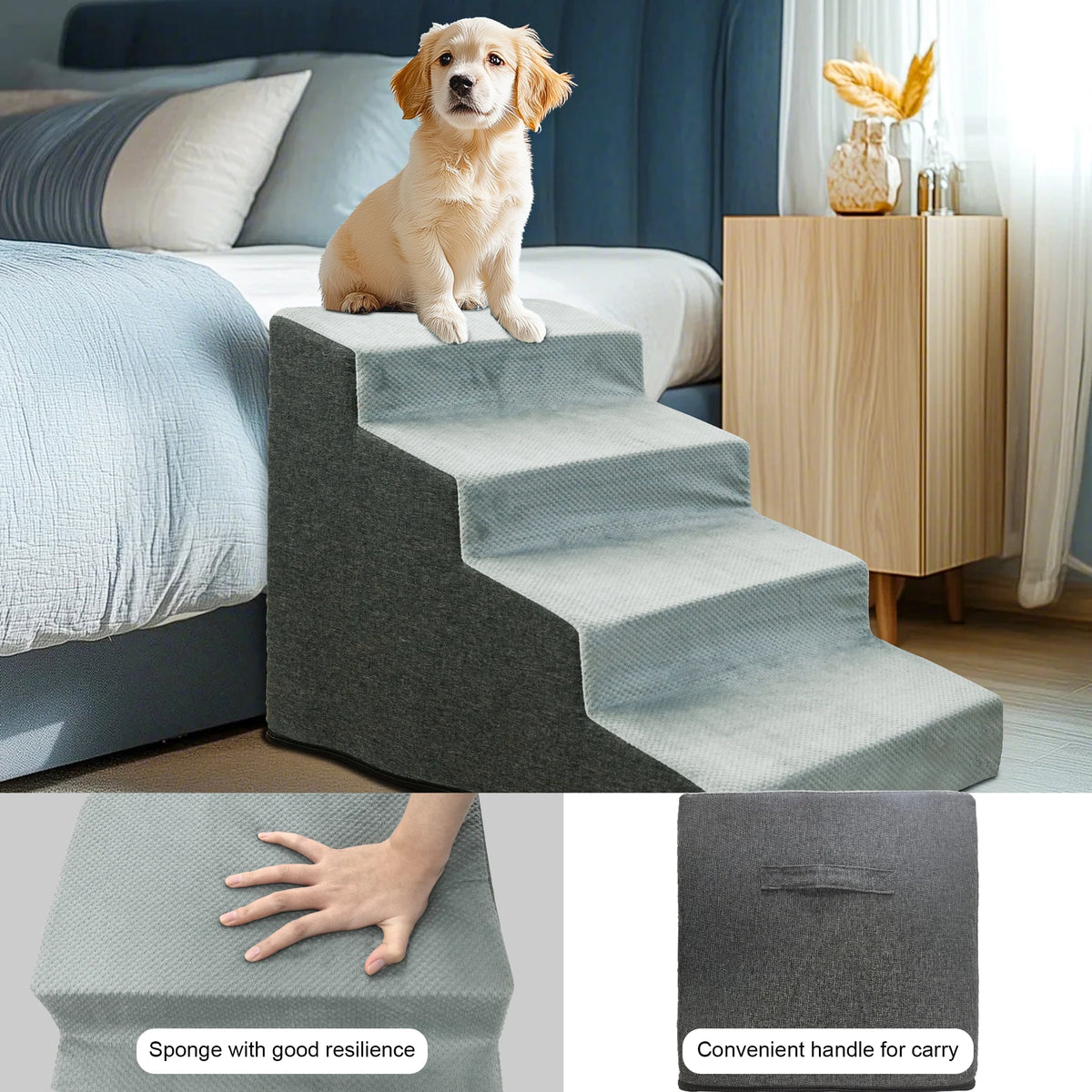 Non Slip Foam Dog Stairs for Comfortable Furniture Access