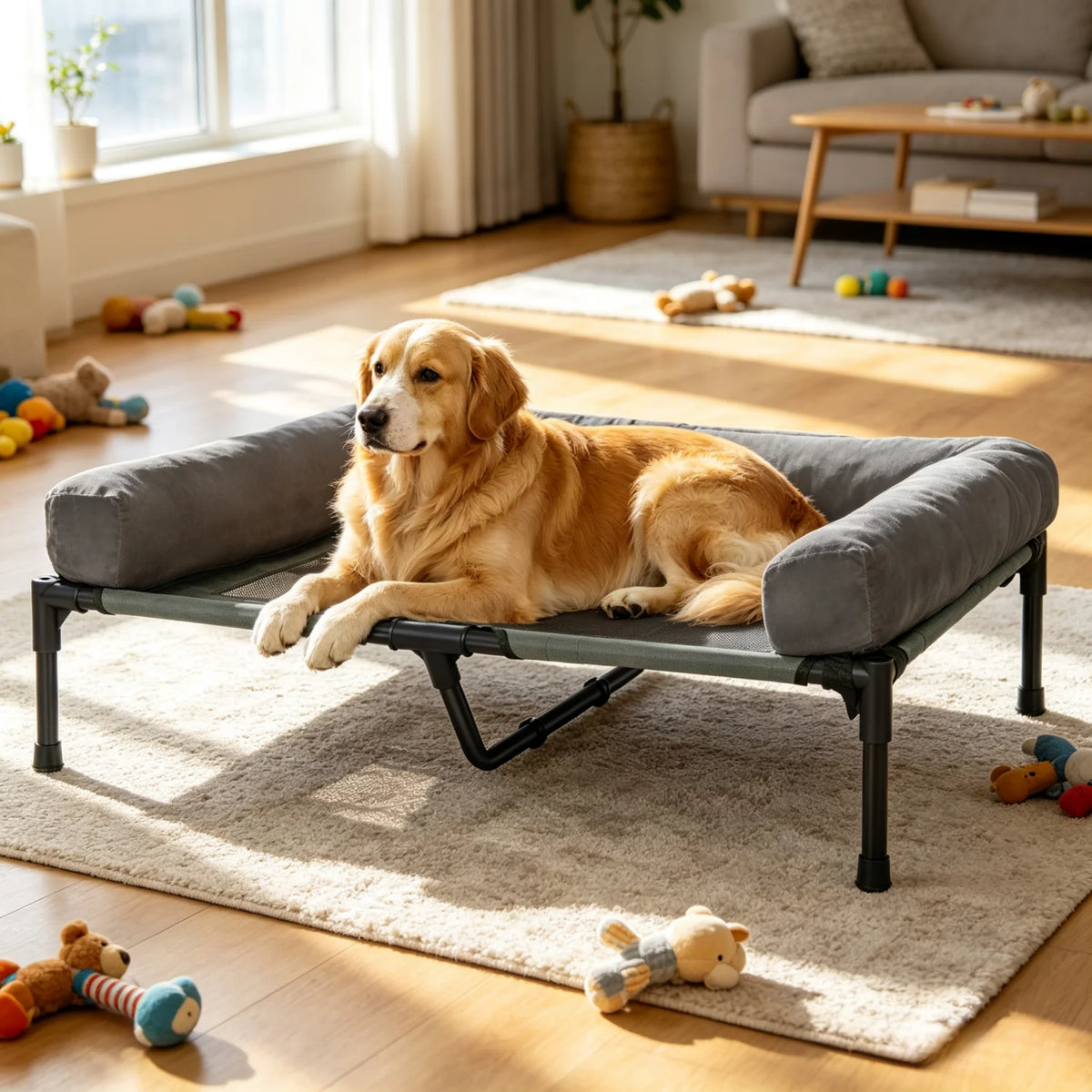 Bingopaw Elevated Cooling Dog Bed With Mesh And Detachable Bolster