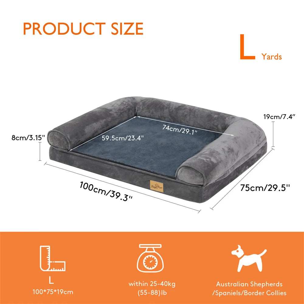 Borwart Orthopedic Memory Foam Dog Bed With Removable Cover