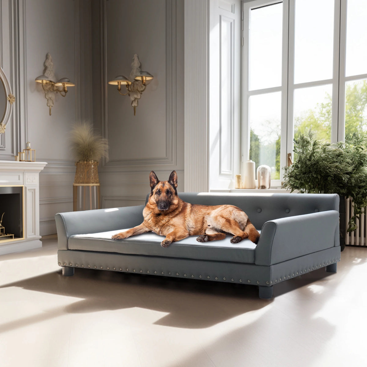 BINGOPAW Waterproof Leather Elevated Dog Sofa Bed With Durable Comfort