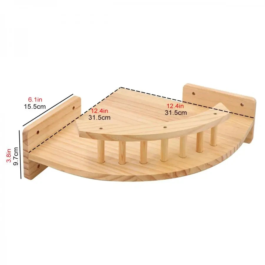 CWV Wall Mounted Wooden Cat Hammock And Climbing Shelf Set