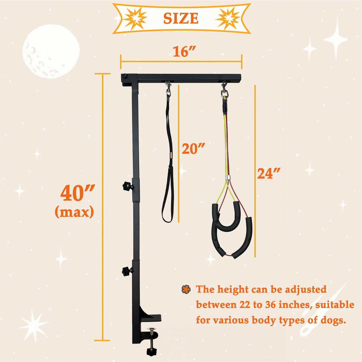 Height Adjustable Dog Grooming Arm With Loops And Clamp