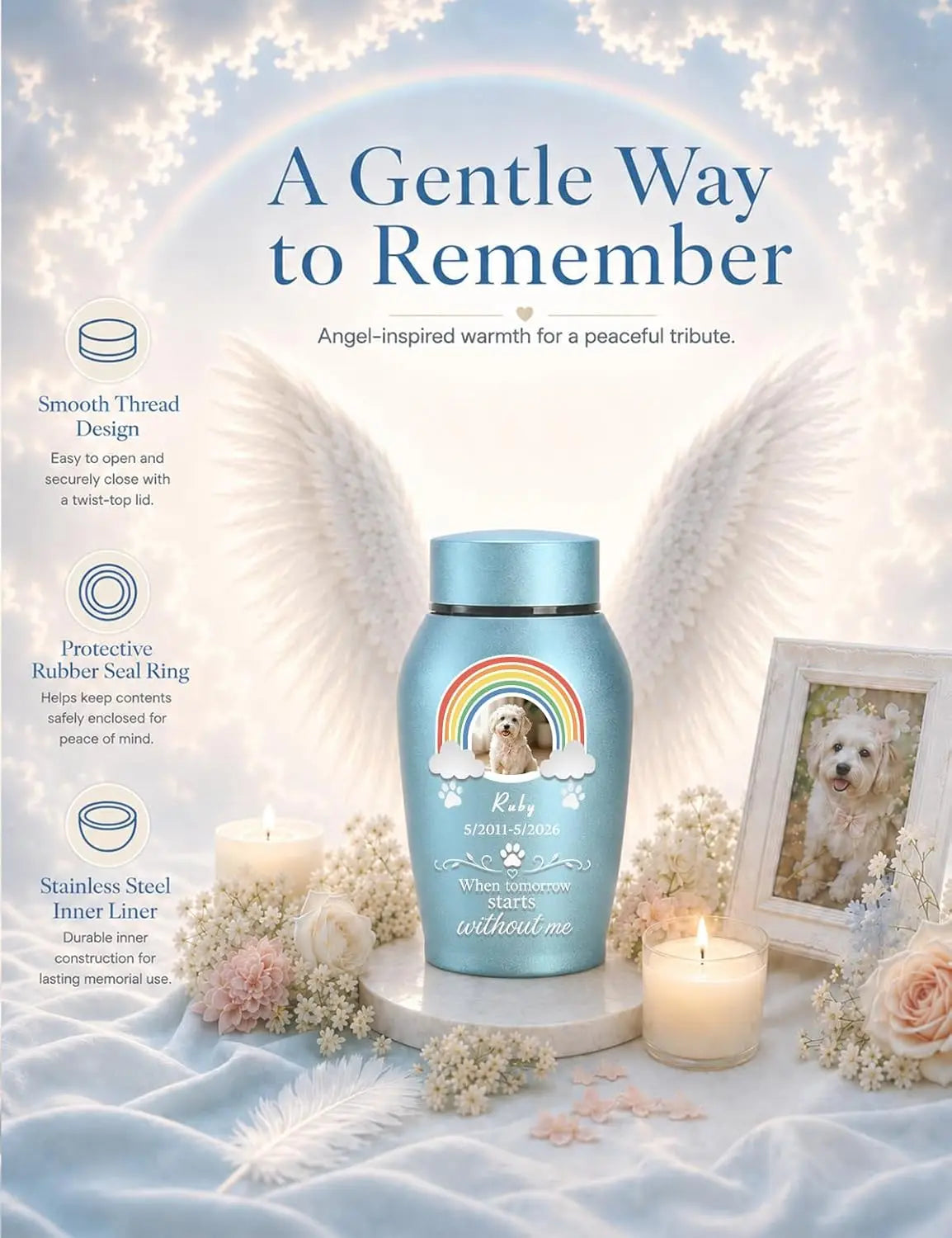 Personalized Dog Urn With Photo And Name Memorial Keepsake