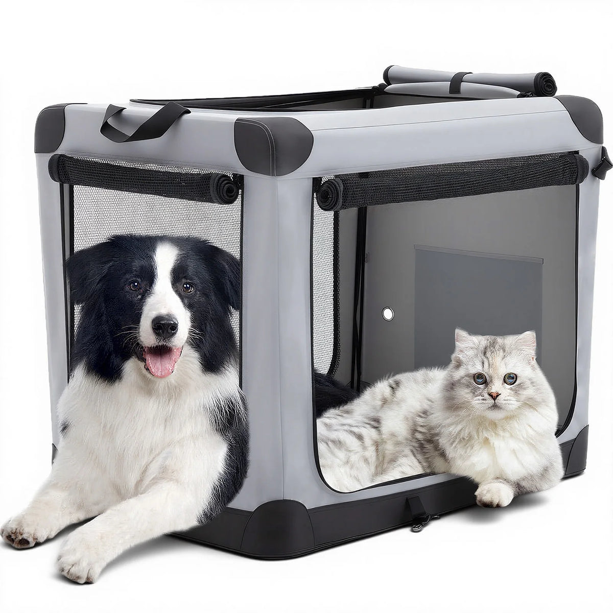 JHK Foldable Soft Dog Crate Portable Pet Kennel Three Side Doors