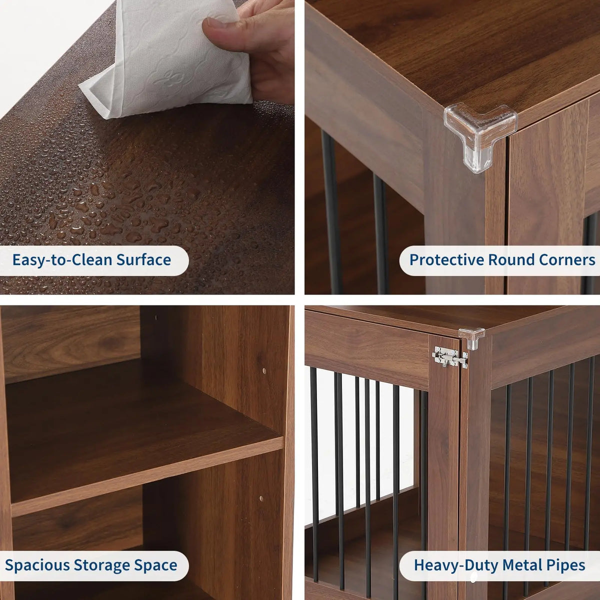 GAOMON Wooden Dog Crate End Table with Metal Frame