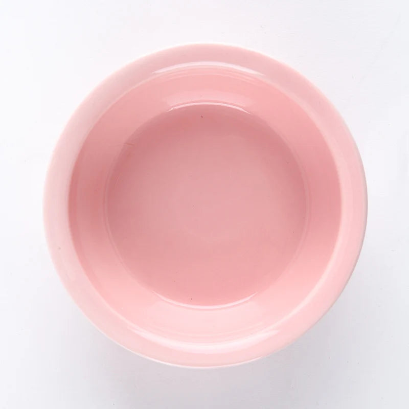 Ceramic Single And Double Pet Food Bowl With Wooden Stand