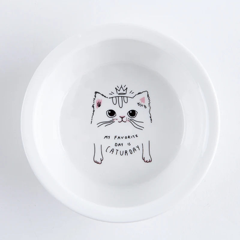 Ceramic Single And Double Pet Food Bowl With Wooden Stand