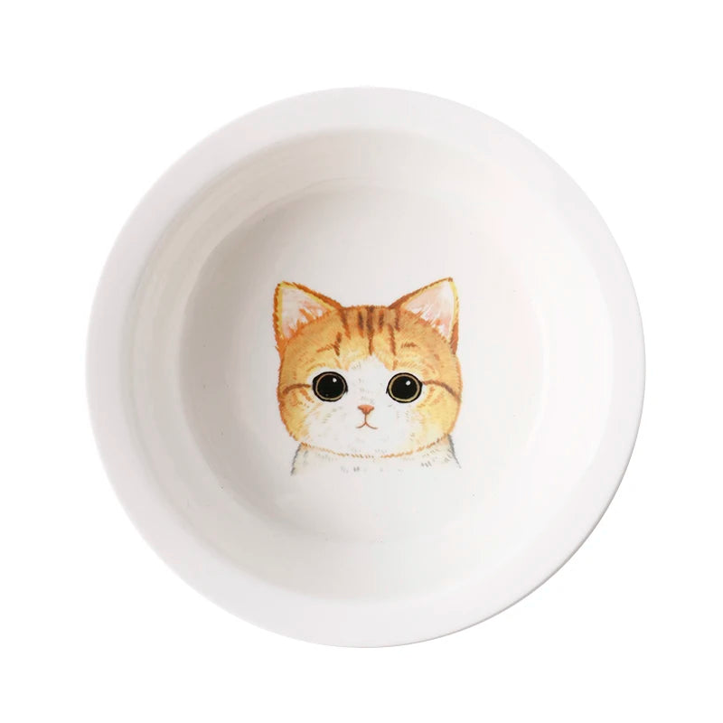 Ceramic Single And Double Pet Food Bowl With Wooden Stand