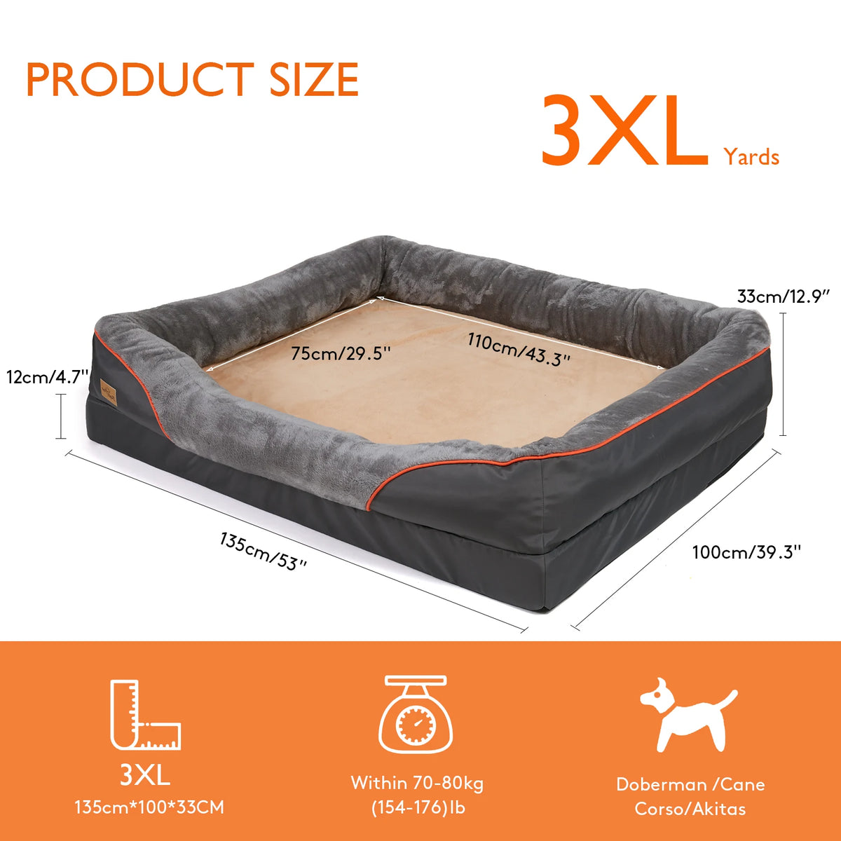 Bingopaw Washable Waterproof Fleece Dog Bed With Removable Cover