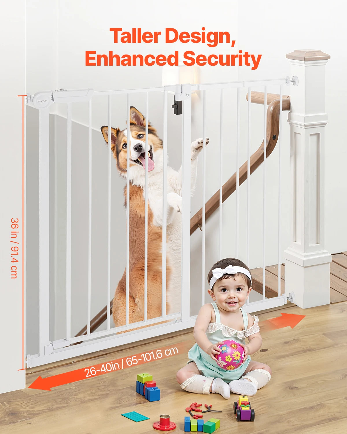 SucceBuy Pressure Mount Baby Gate With Walk Through Safety Panel