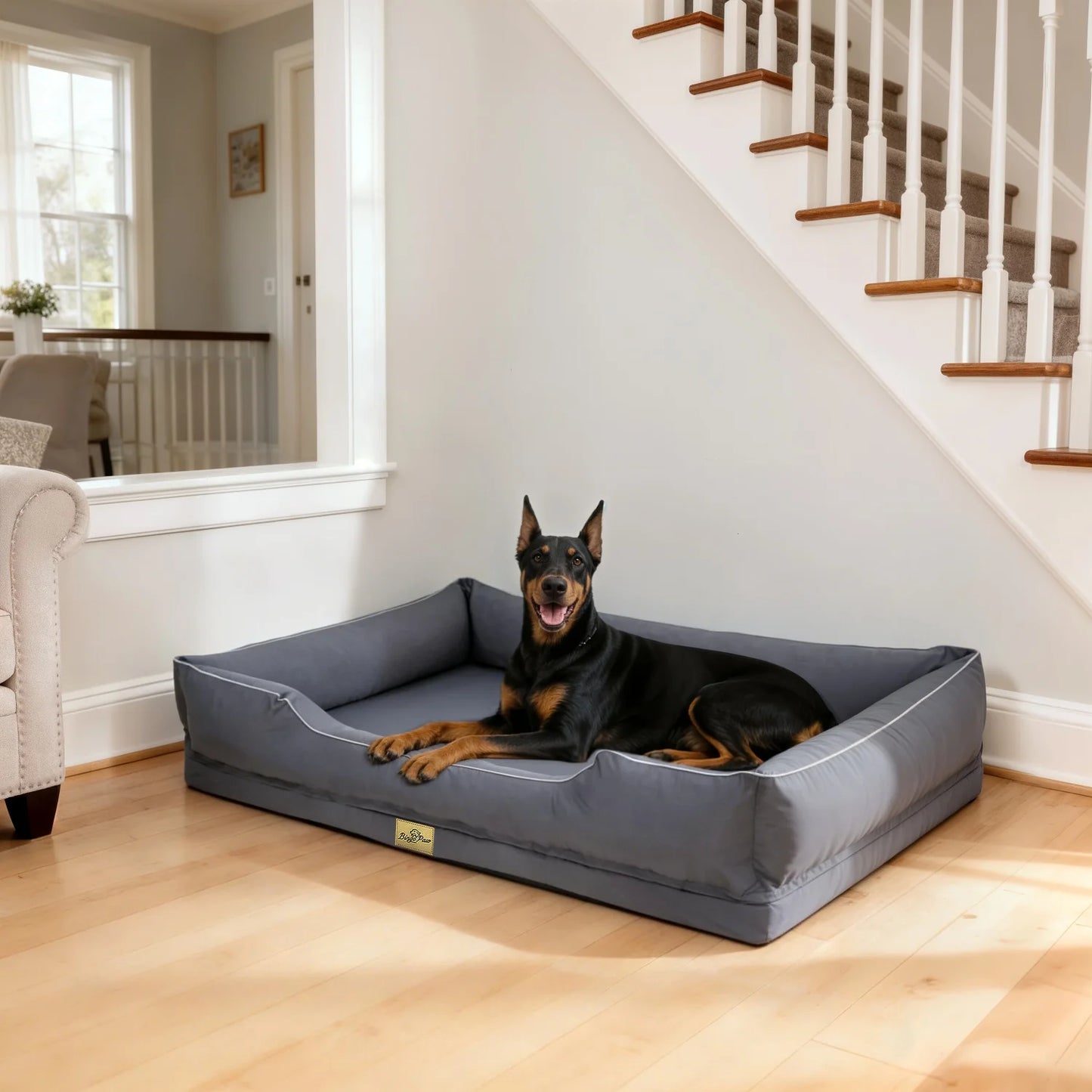 Bingopaw Orthopedic Dog Bed With Bolsters And Washable Cover