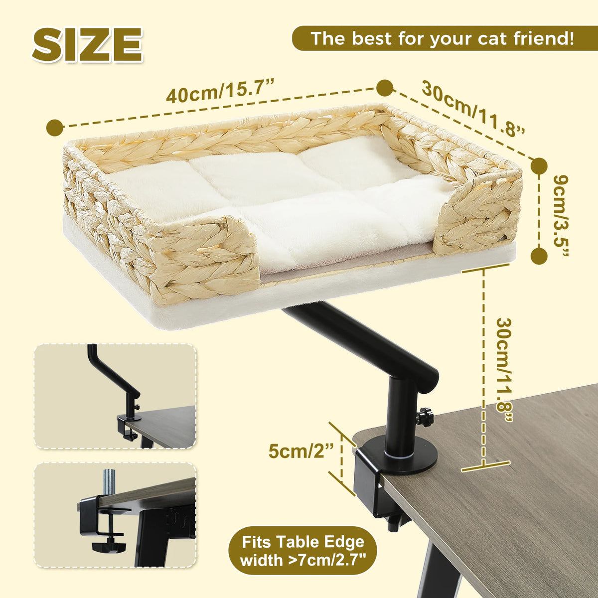 PAWZ Road Adjustable Rotating Cat Desk Bed With Soft Plush Hammock