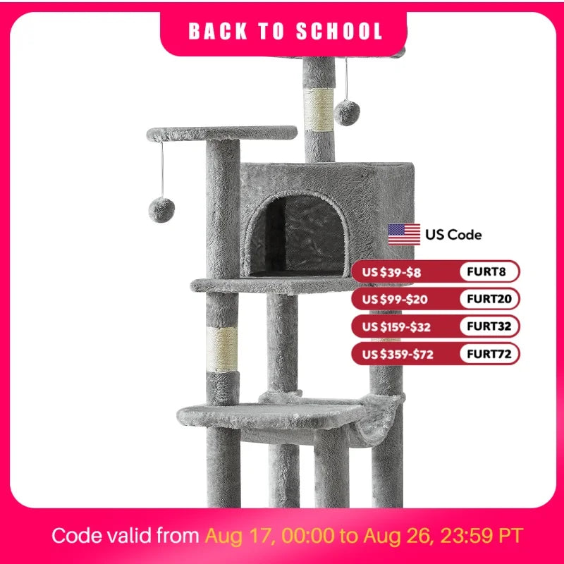 JHK Multi Tier Cat Tree With Sisal Scratching Posts For Cats