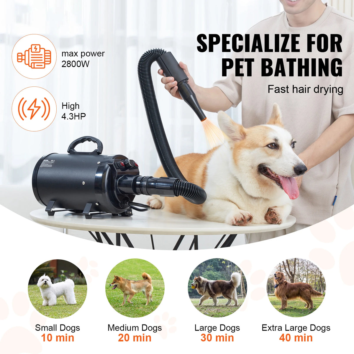 SucceBuy Professional Dog Grooming Dryer With Adjustable Speed Settings