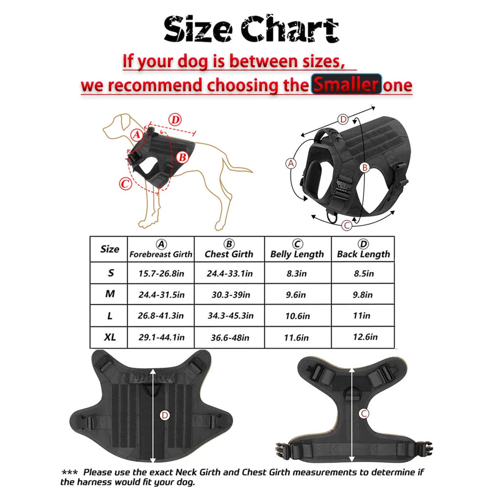 Padded Tactical Nylon Dog Harness With Quick Release Buckles