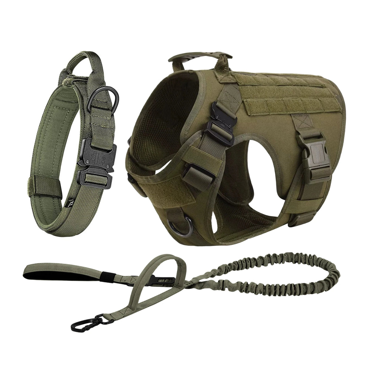 Padded Tactical Nylon Dog Harness With Quick Release Buckles