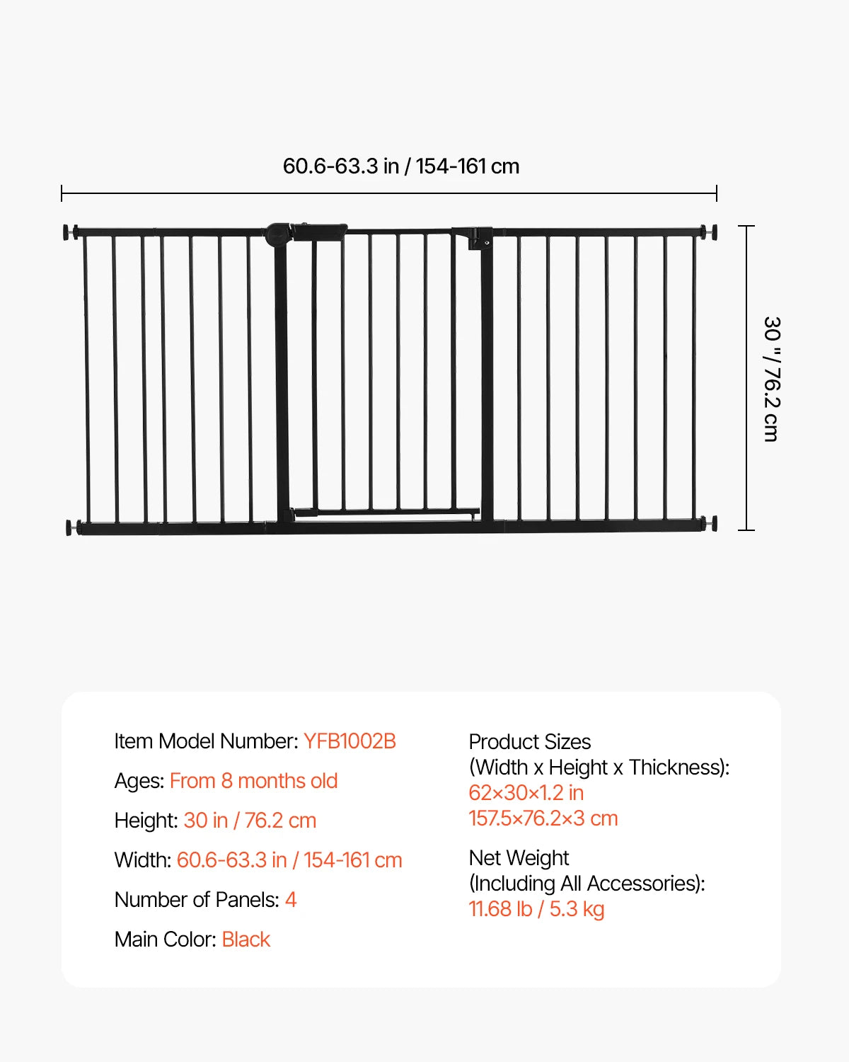 SucceBuy Pressure Mount Baby Gate With Walk Through Safety Panel