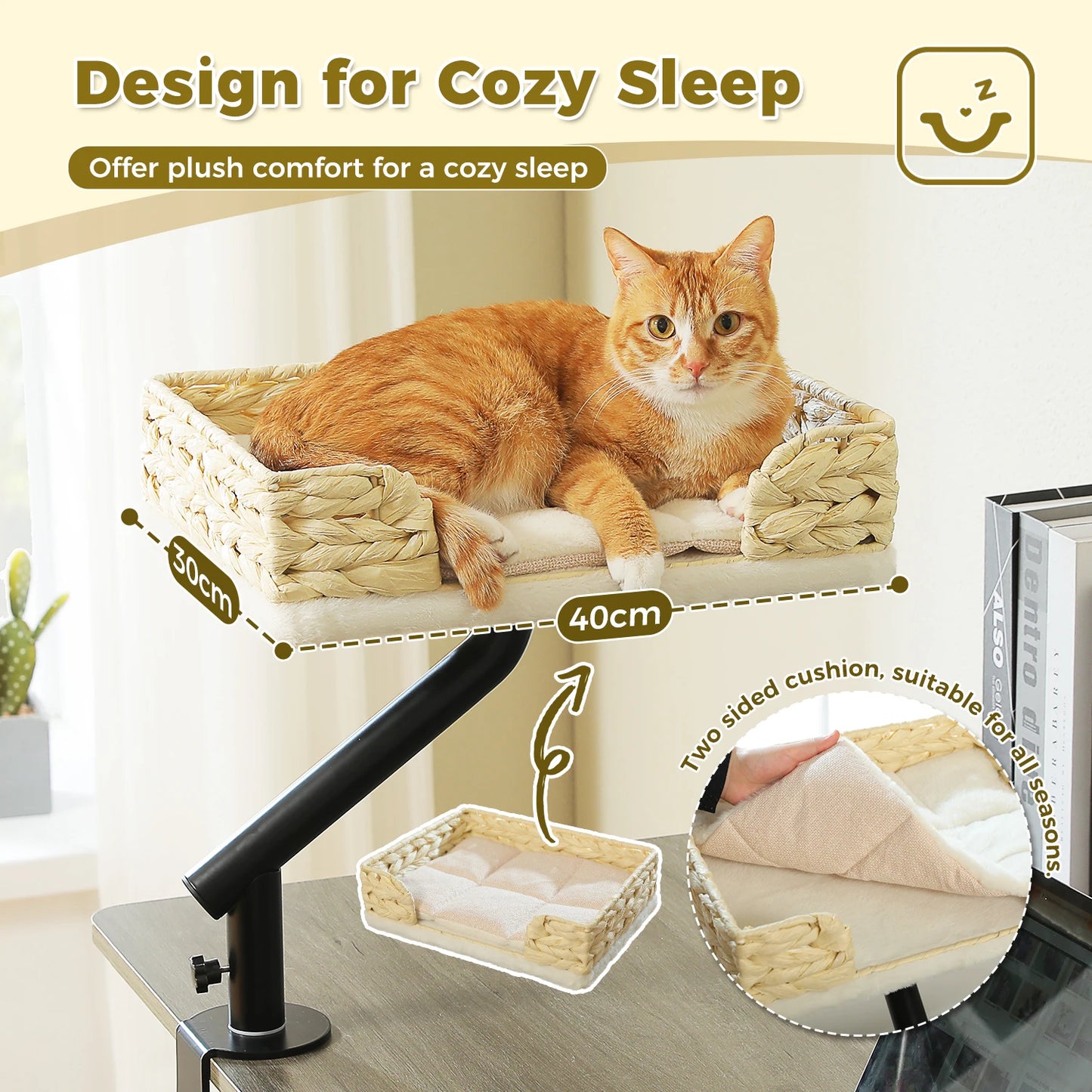 PAWZ Road Adjustable Rotating Cat Desk Bed With Soft Plush Hammock