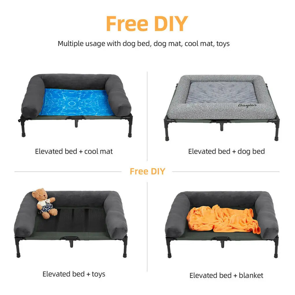 Bingopaw Elevated Cooling Dog Bed With Mesh And Detachable Bolster