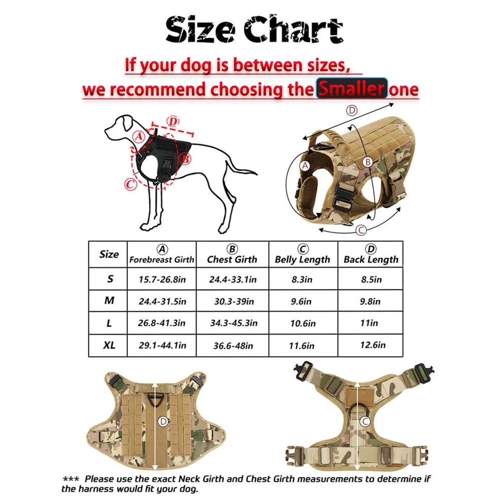Professional Tactical Dog Harness Leash Set For Large Dogs