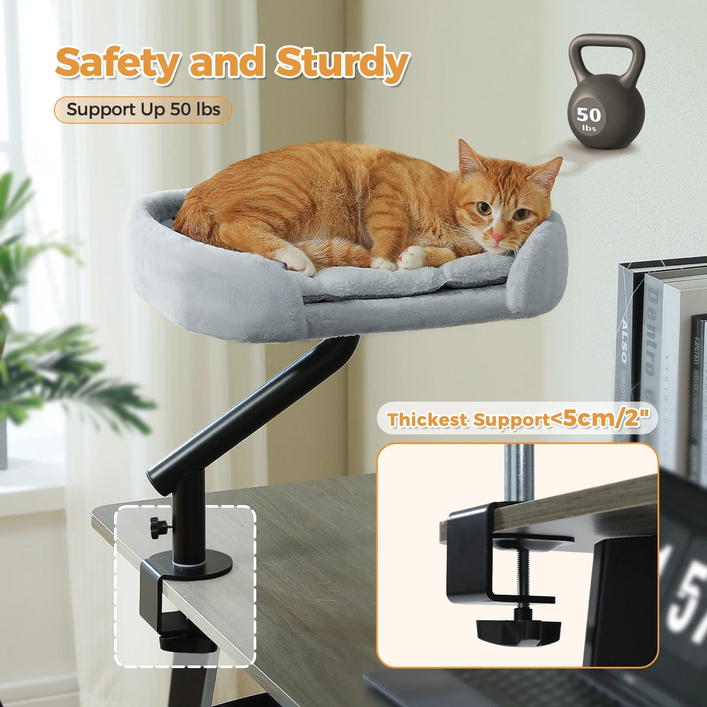 PAWZ Road Adjustable Rotating Cat Desk Bed With Soft Plush Hammock
