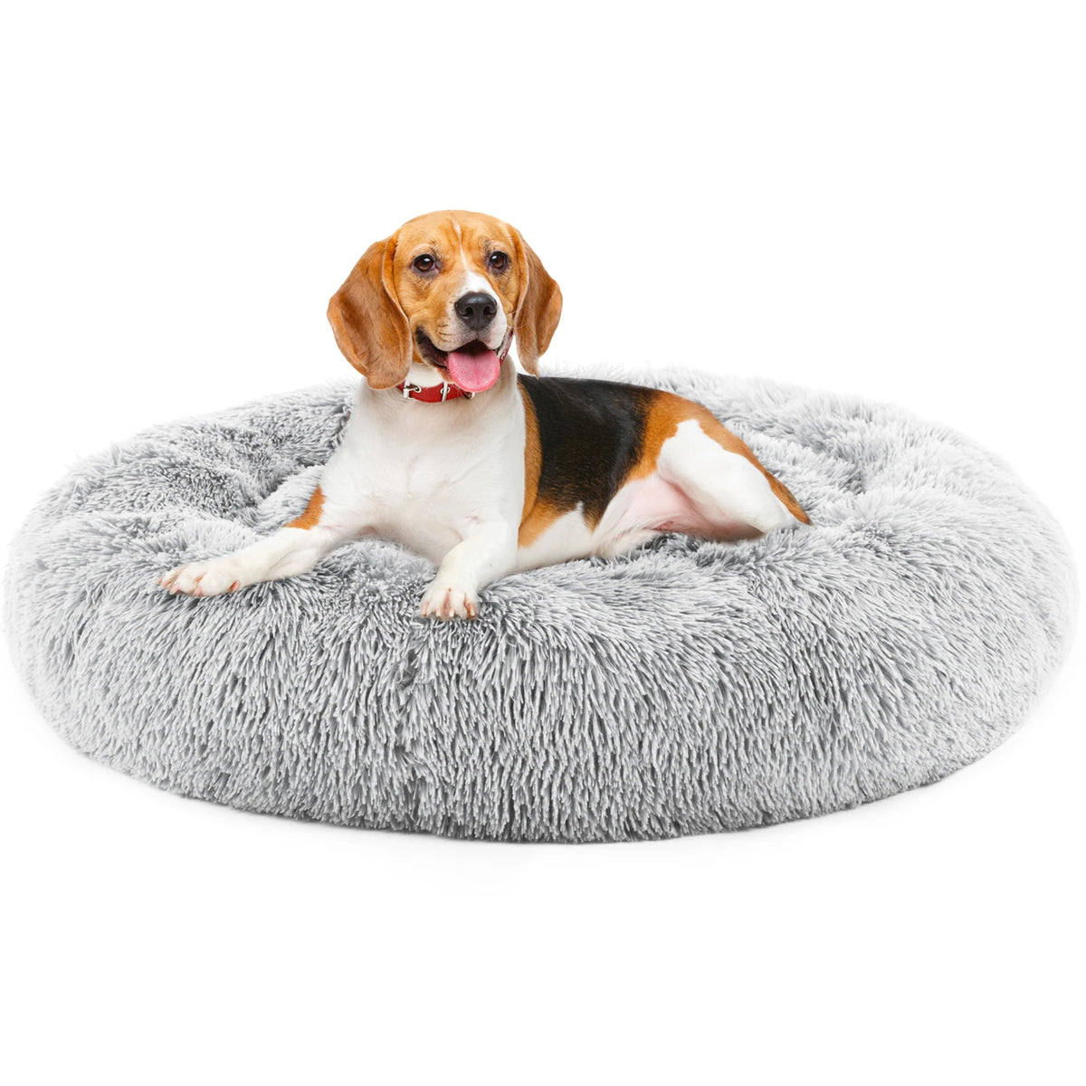 JHK Calming Washable Plush Faux Fur Non Slip Dog Bed