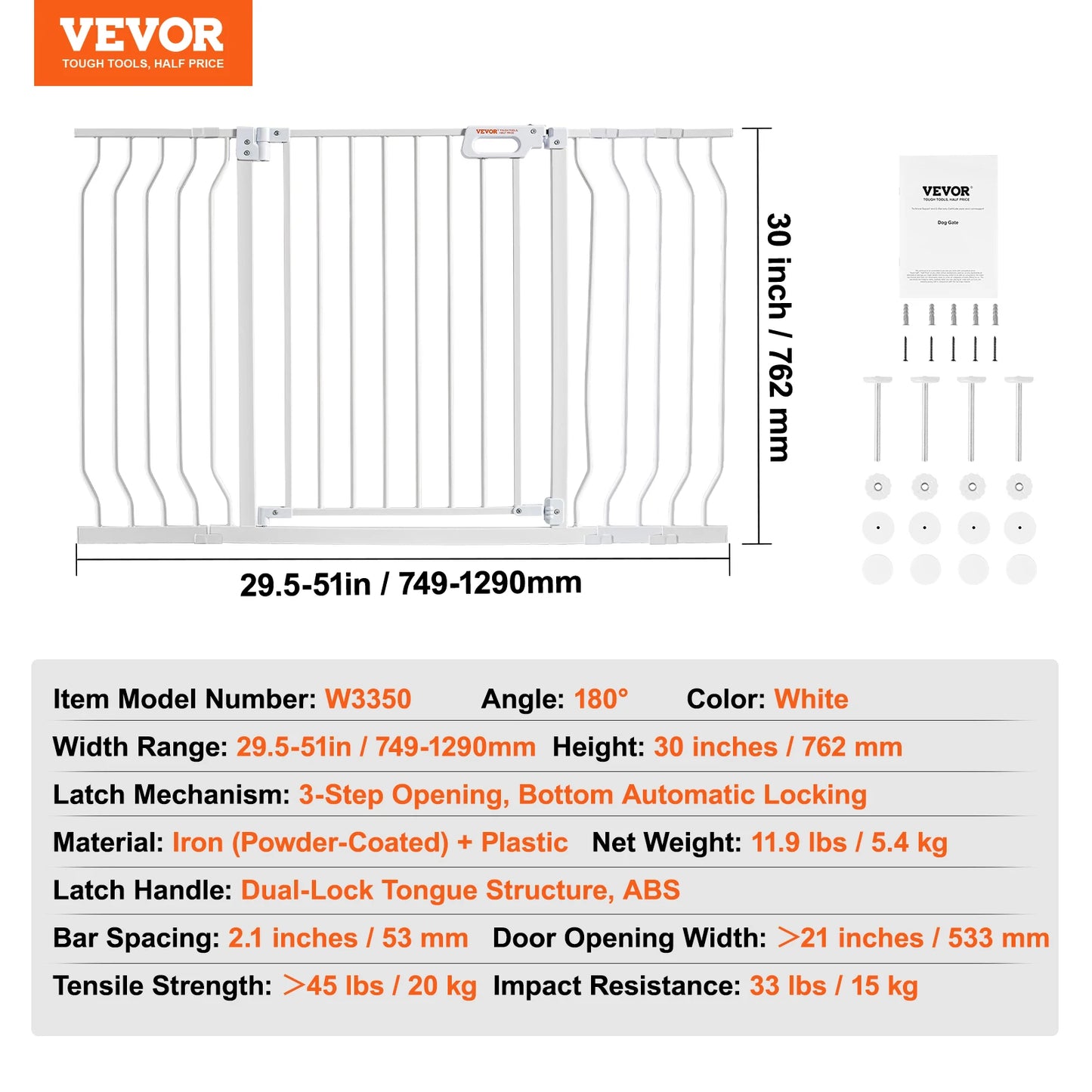 SucceBuy Pressure Mount Baby Gate With Walk Through Safety Panel