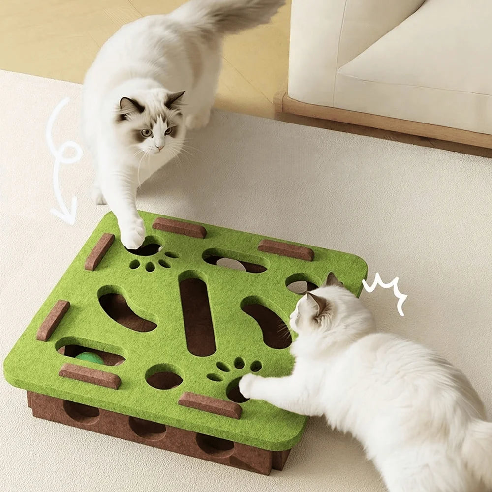 Interactive Indoor Cat Puzzle Toy With Maze Tunnel And Bell Ball