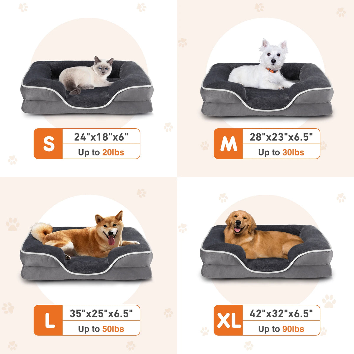JHK Orthopedic Memory Foam Pet Bed With Washable Removable Cover