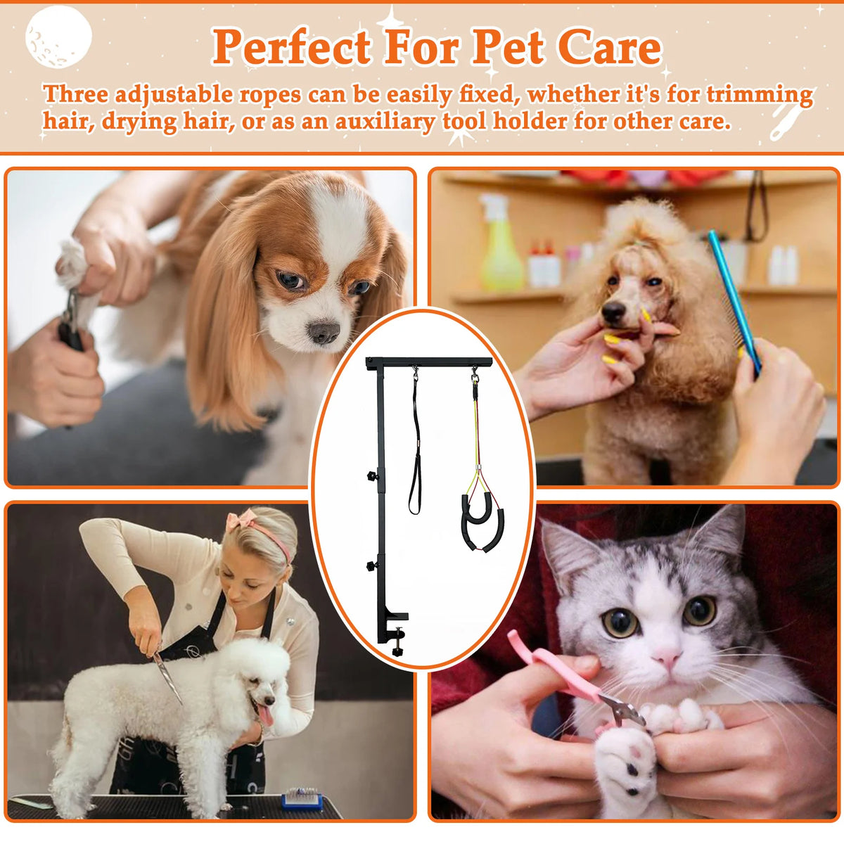 Height Adjustable Dog Grooming Arm With Loops And Clamp