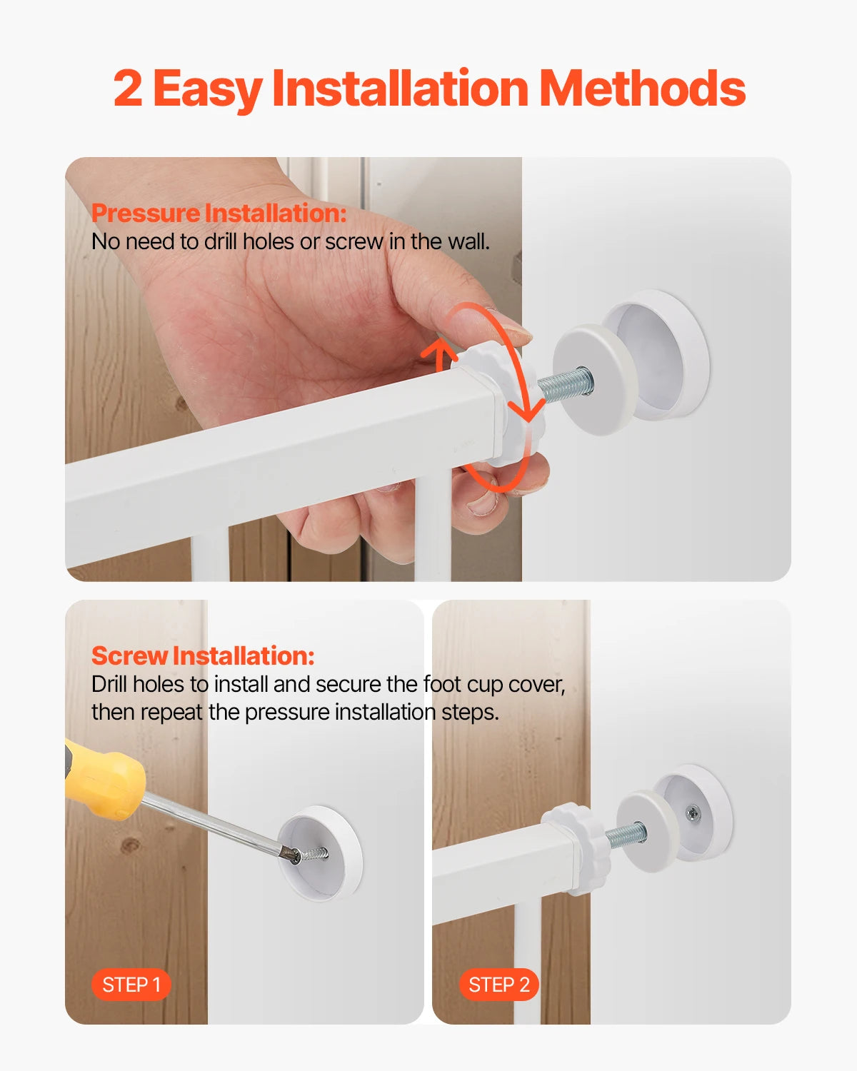SucceBuy Pressure Mount Baby Gate With Walk Through Safety Panel