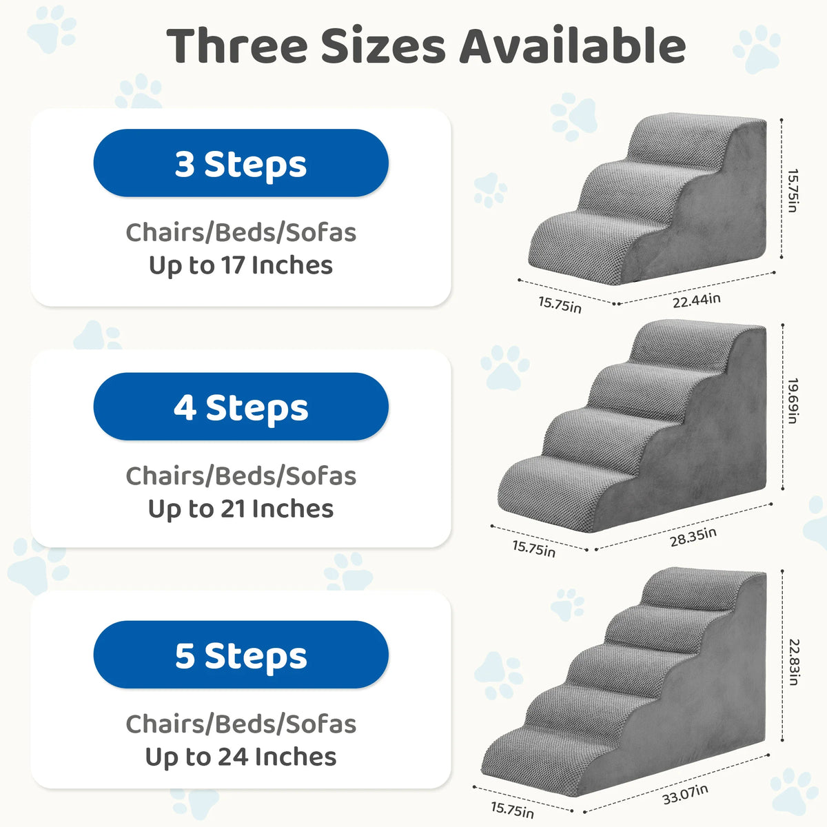 JHK Curved Foam Dog Stairs With Non Slip Pet Steps