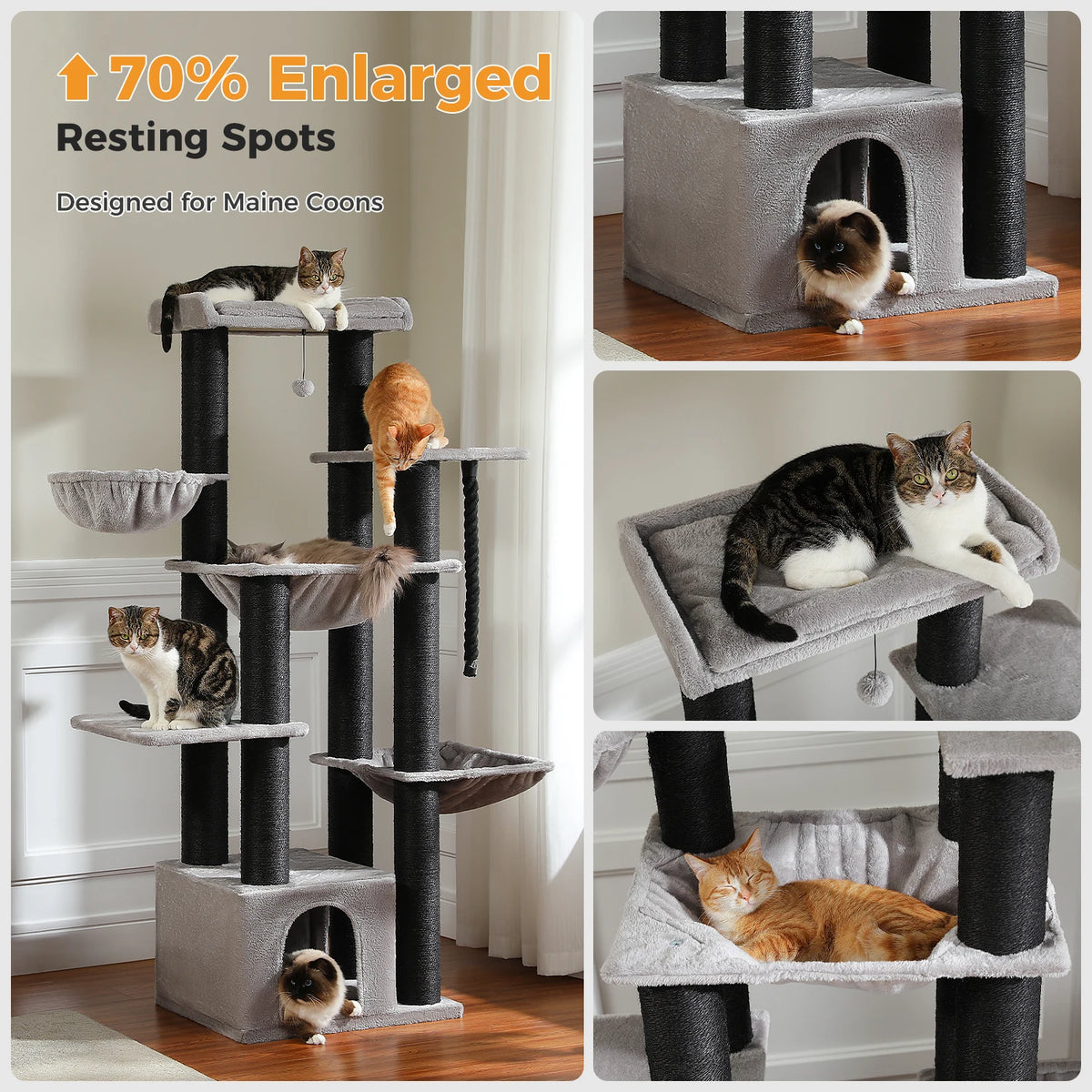 PAWZ Road Sturdy Cat Tower With Sisal Posts And Hammock