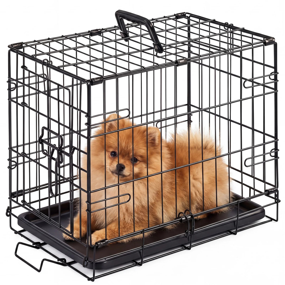 JHK Foldable Metal Dog Crate With Secure Lock And Tray