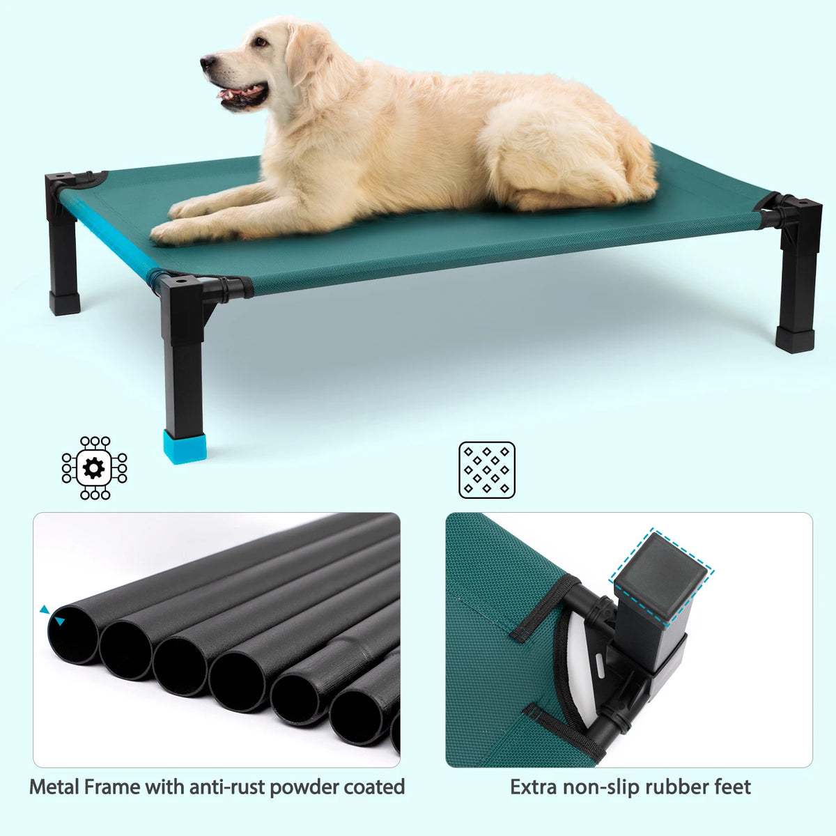 Elevated Cooling Dog Bed With Breathable Mesh And Metal Frame