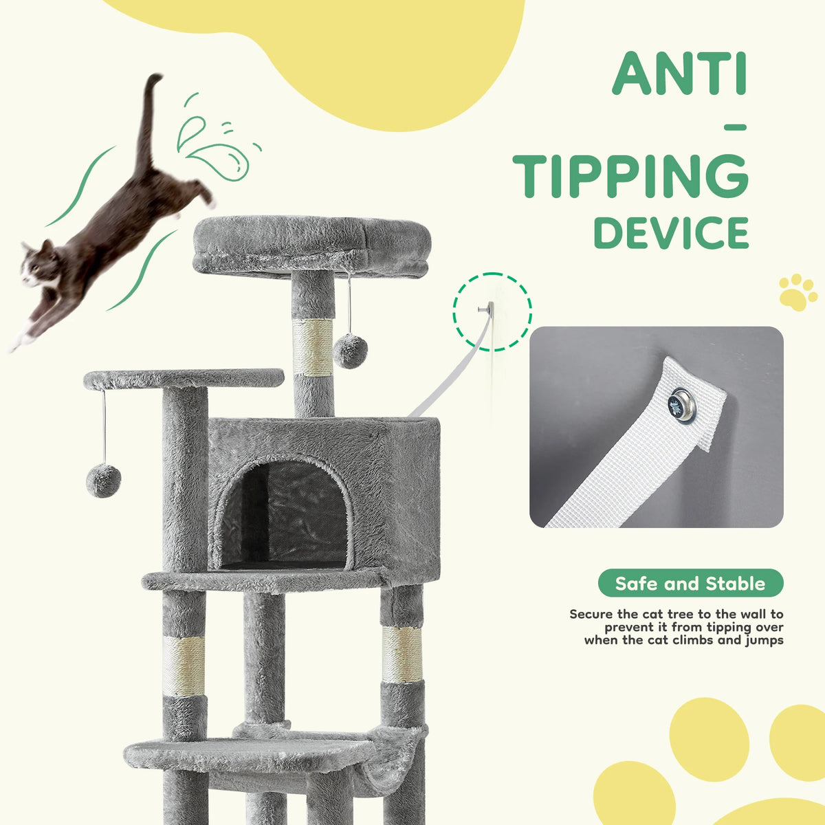 JHK Multi Tier Cat Tree With Sisal Scratching Posts For Cats