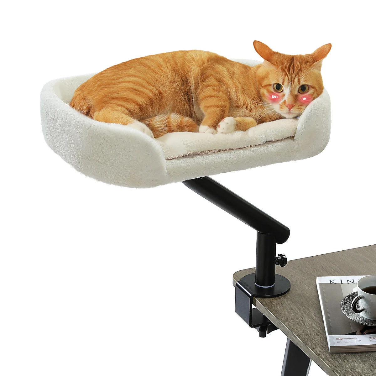 PAWZ Road Adjustable Rotating Cat Desk Bed With Soft Plush Hammock