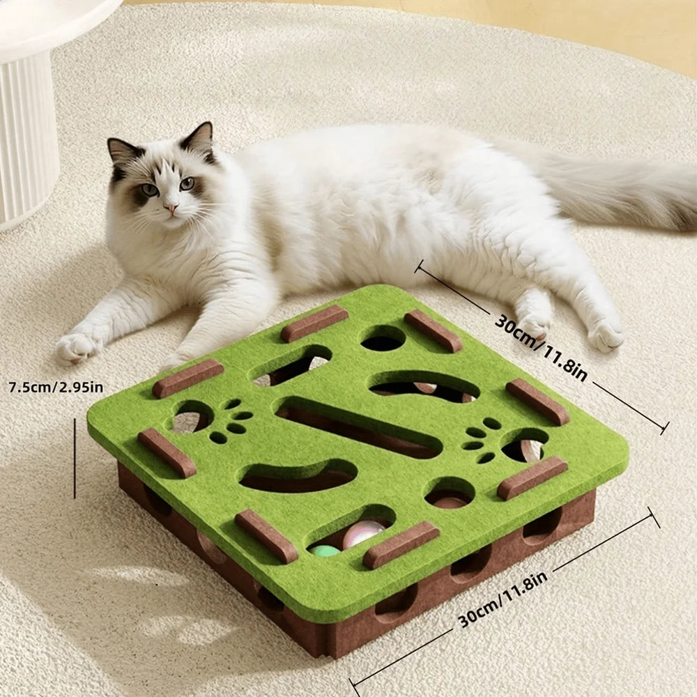 Interactive Indoor Cat Puzzle Toy With Maze Tunnel And Bell Ball