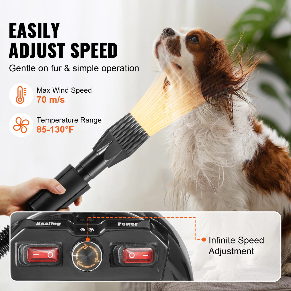 SucceBuy Professional Dog Grooming Dryer With Adjustable Speed Settings