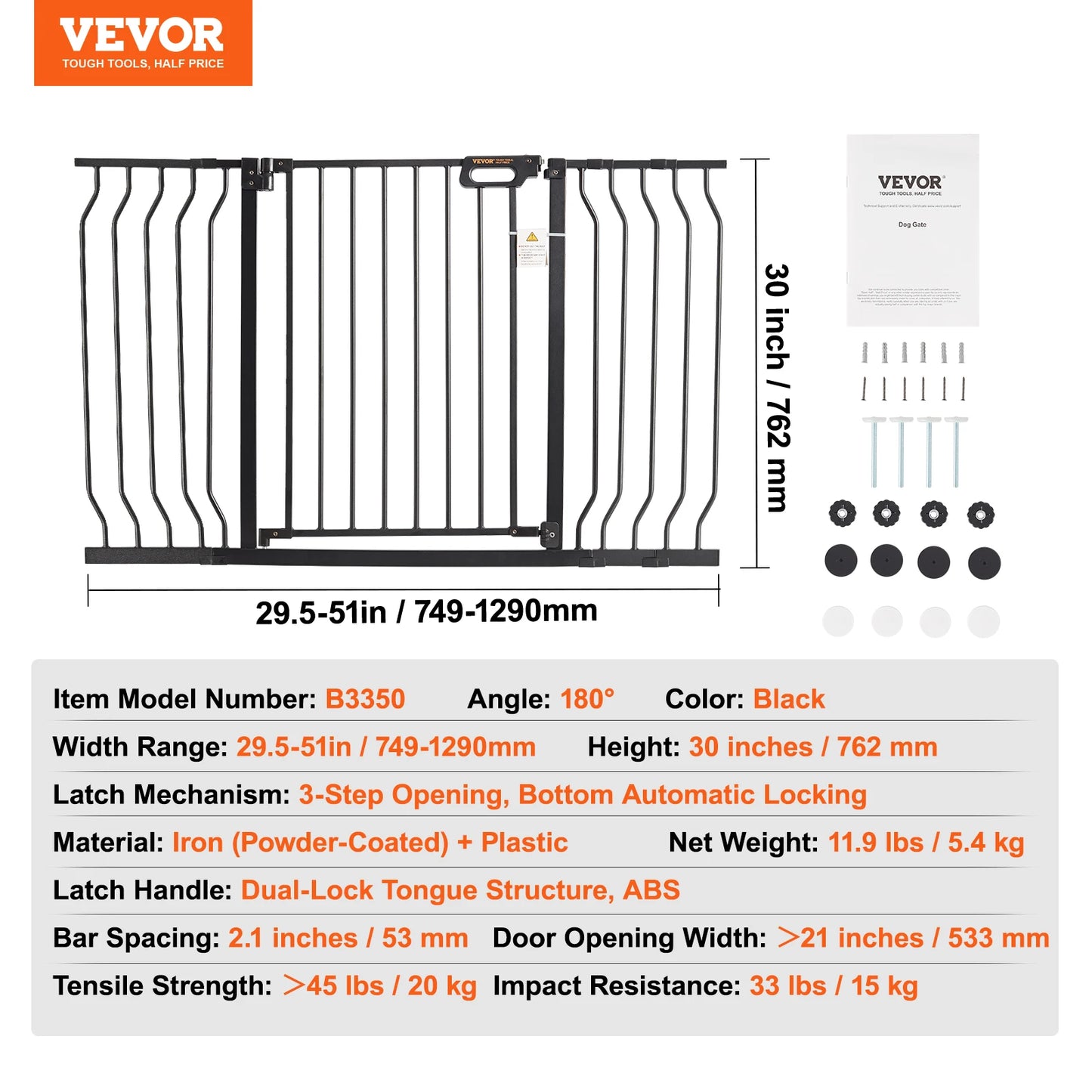SucceBuy Pressure Mount Baby Gate With Walk Through Safety Panel