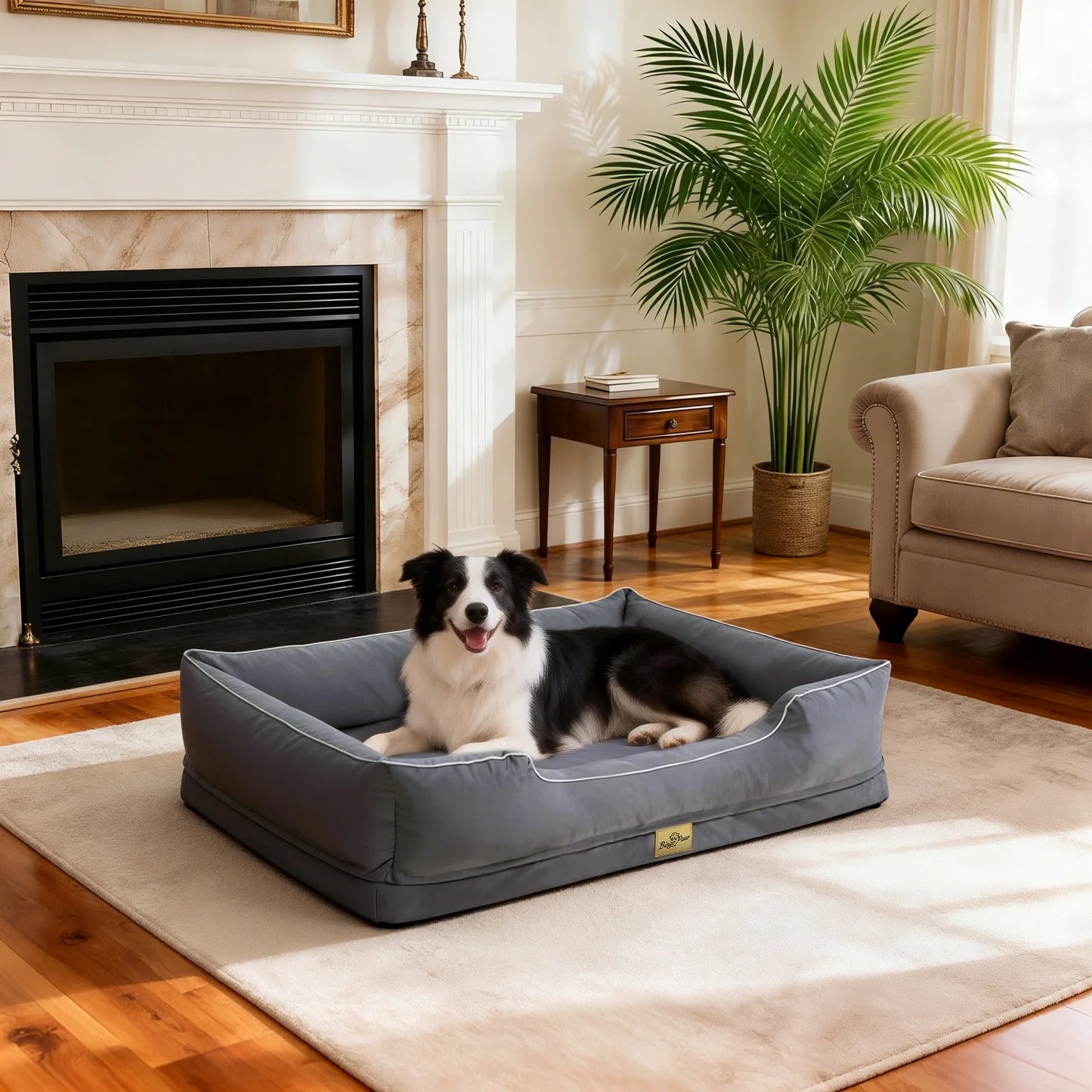 Bingopaw Orthopedic Dog Bed With Bolsters And Washable Cover