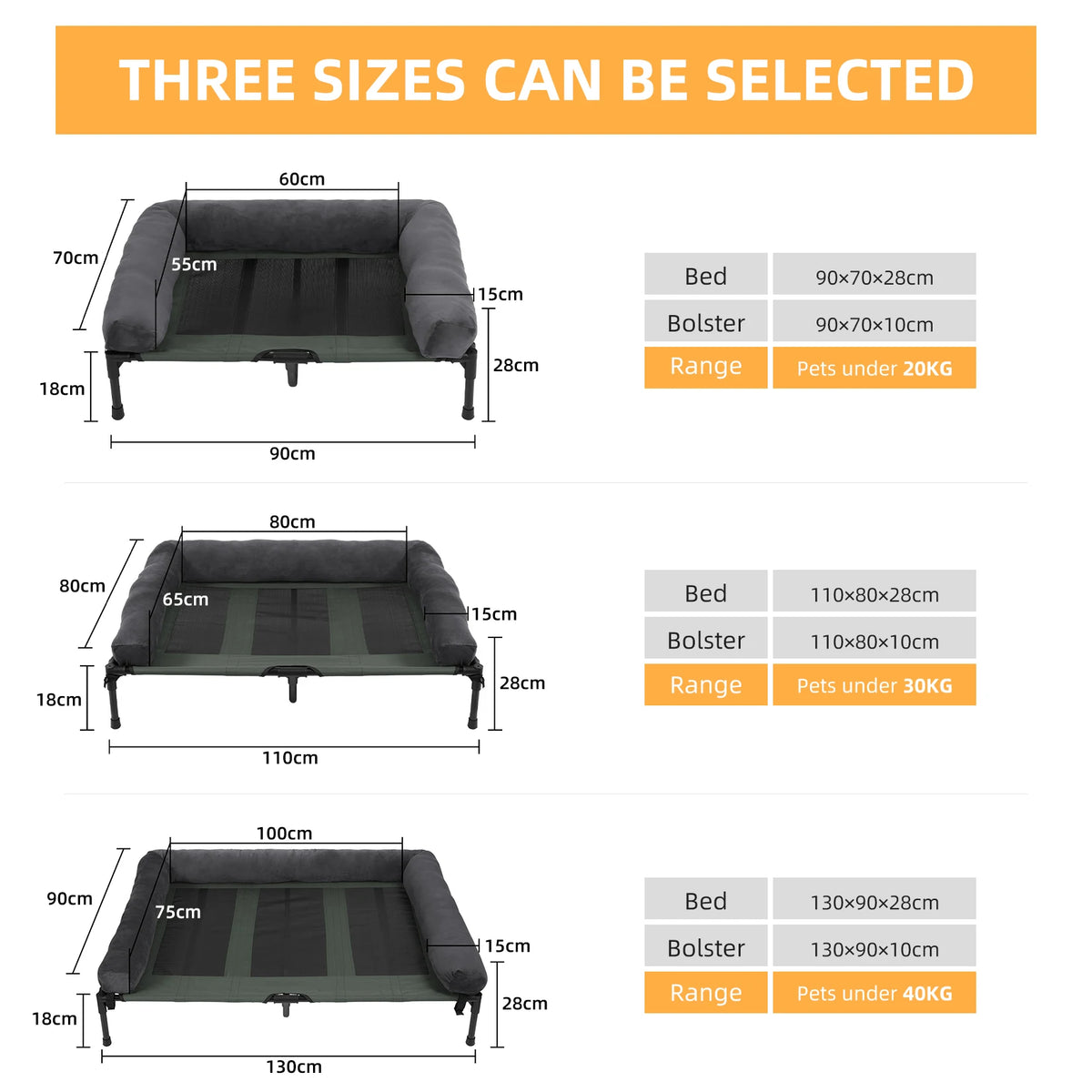 Bingopaw Elevated Cooling Dog Bed With Mesh And Detachable Bolster