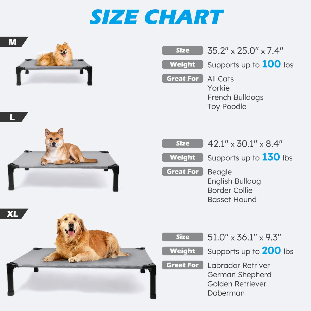 Elevated Dog Bed With Breathable Mesh And Durable Metal Frame