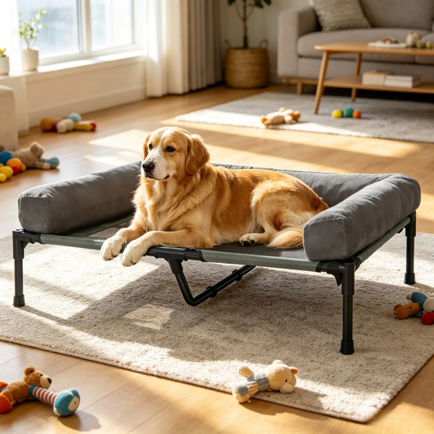 Bingopaw Elevated Cooling Dog Bed With Mesh And Detachable Bolster