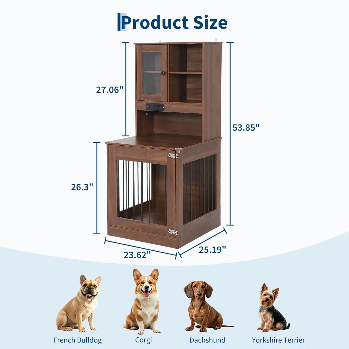 GAOMON Wooden Dog Crate End Table with Metal Frame